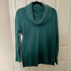 Merino Wool Cowl Neck Sweater by Nicole Miller New York - Size L - Blue/Green